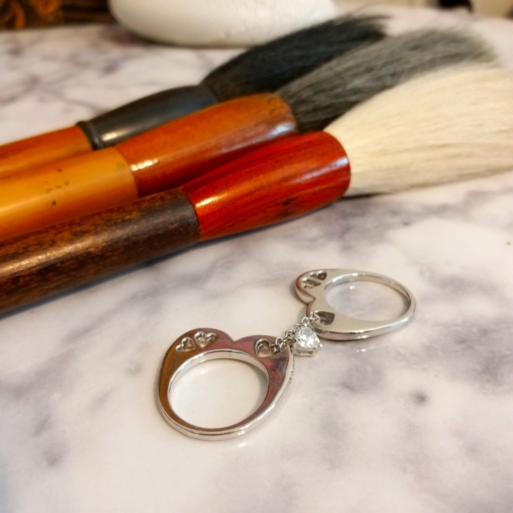 Silver plated Double Rings with Cz